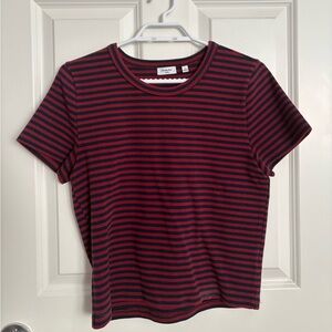 Sunday Best Striped Tee in Red and Navy Blue